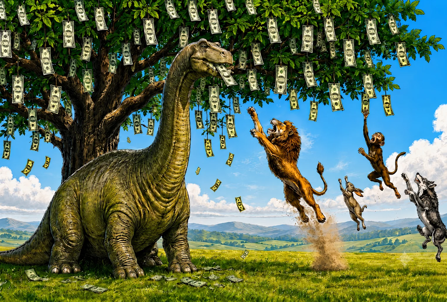 Vales democráticos: la parte del león para el dinosaurio