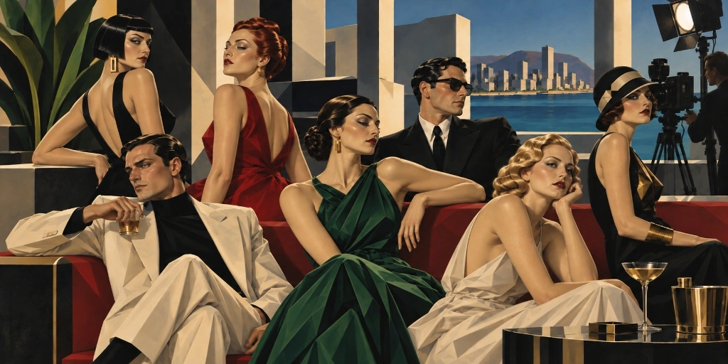 Reality Show, cuadro generado por IA a la maniera de Tamara de Lempicka